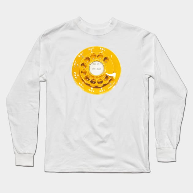 70s Mustard Yellow Rotary Dial Pi Phone Long Sleeve T-Shirt by Lyrical Parser